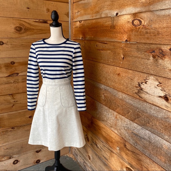 Vintage Dresses & Skirts - Vintage 60s 70s Navy Striped Knee Length Dress